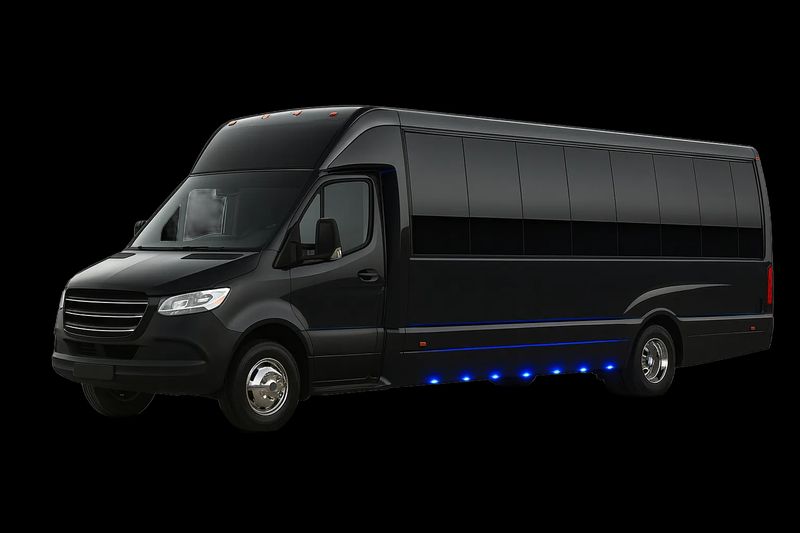 Black luxury party bus with LED lighting